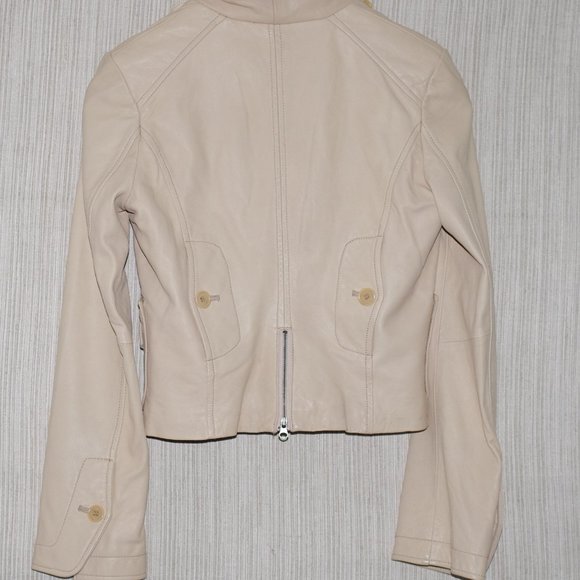 BCBGMAXAZRIA Leather Cream Women Jacket Sz.S - Picture 6 of 13